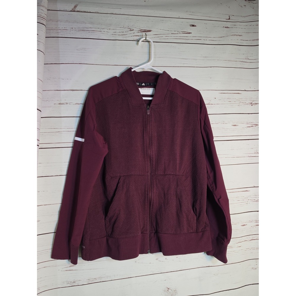 Adidas Climalite Full - Zip Jacket Pockets Burgundy L